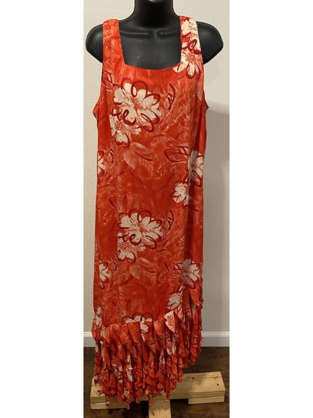 Dress -U-II By Sharon Womens Size 14 Dress Multi Color Orange Sleeveless Floral